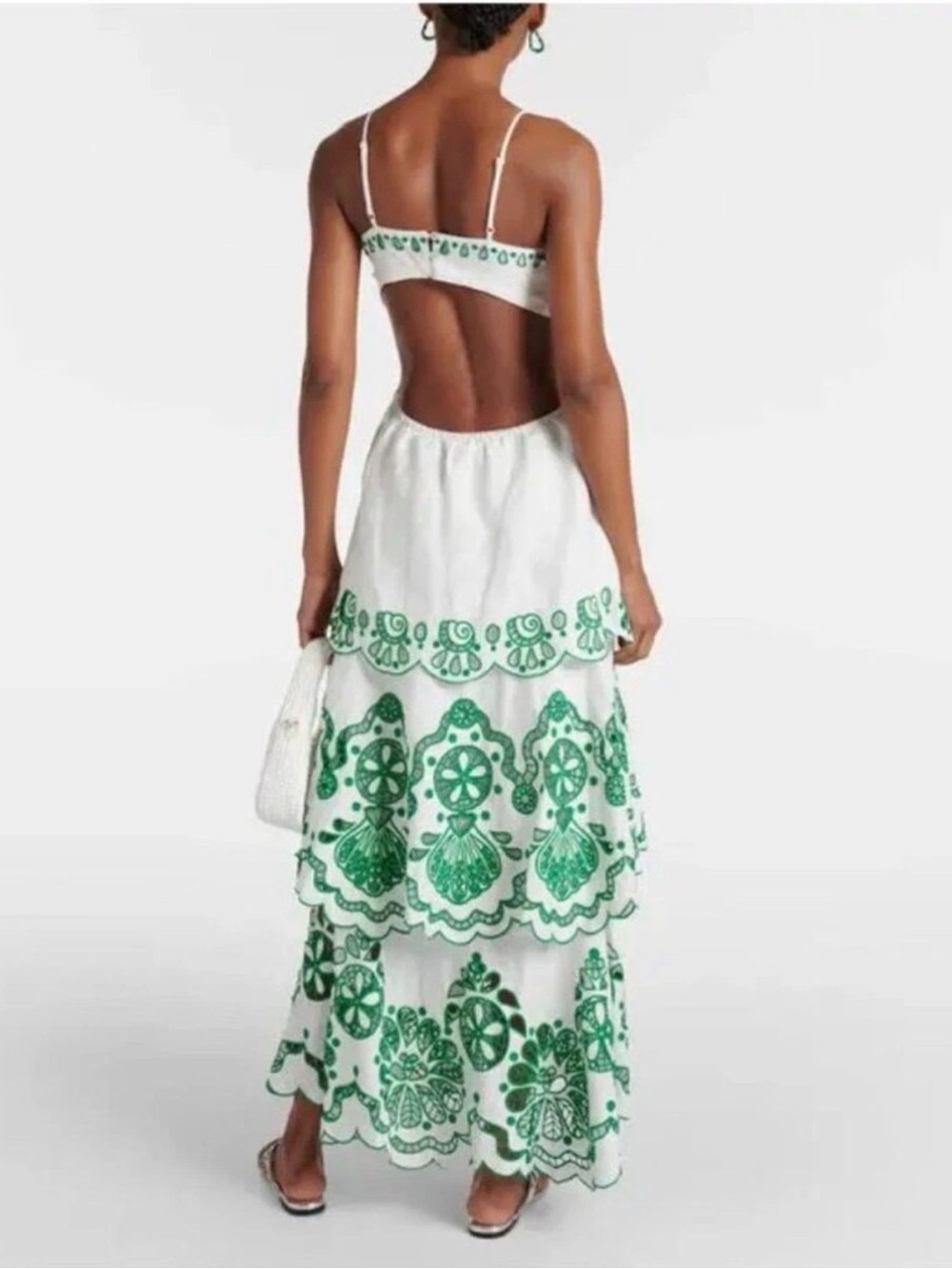 Farm Rio Flower Richelieu Eyelet Maxi Dress size large - Picture 4 of 13